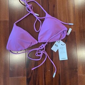 New NWT Express Purple Bikini Top Tie-up Triangle Convertible Swim Size Small